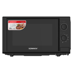 Микроволновая печь SONNEN MW2070BL-6M, 20 л, 700 Вт, таймер, механическое управление, кнопка, черная
