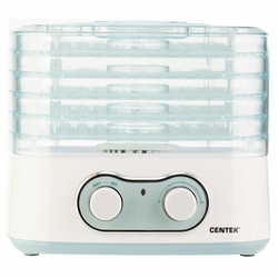 Сушилка для овощей CENTEK CT-1659, объём 5 л, 270 Вт, 5 поддонов, механическое управление, белая, CT