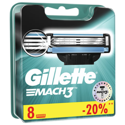 Сменные кассеты для бритья 8 шт., GILLETTE (Жиллет) ''Mach3'', для мужчин