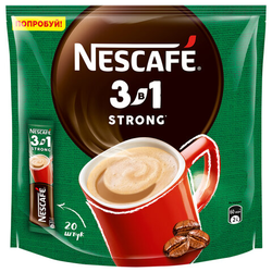 Кофе растворимый порционный NESCAFE ''3 в 1 Крепкий'', КОМПЛЕКТ 20 пакетиков по 14,5 г, 12460873