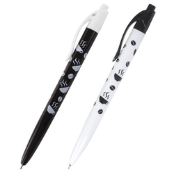 Ручка шариковая масляная автоматическая BRAUBERG BLACK&WHITE ''Coffee'', СИНЯЯ, узел 0,7 мм, линия пис