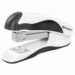 Степлер 24/6, 26/6 BRAUBERG ''JET PRO'', до 25 листов, эргономичный, бело-черный, 228585