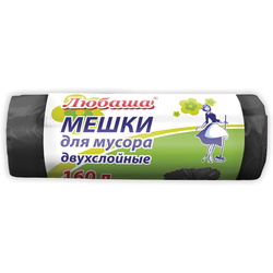 Мешки для мусора 190 л черные в рулоне 10 шт., ПВД 23 мкм, 90х120 см, ЛЮБАША ''эконом ПЛЮС'', 607681