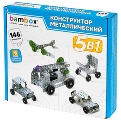 Конструктор металлический ''Для уроков труда 3'', 5 в 1 с подвижными деталями, 146 элементов, BAMBOX