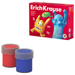 Гуашь ERICH KRAUSE ''Jolly friends'' 12 цветов по 20 мл, картонная упаковка, 61415