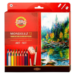 Карандаши цветные акварельные художественные KOH-I-NOOR ''Mondeluz'', 72 цвета, кисть, точилка, европо