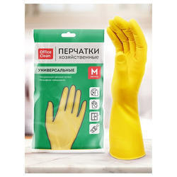 Перчатки резиновые хозяйственные OfficeClean Универсальные, разм. М, желтые, пакет с европодвесом 24