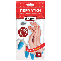 Перчатки МНОГОРАЗОВЫЕ виниловые SUPER КОМФОРТ, гипоаллергенные, размер 7-8, M (средний), вес 88 г, K