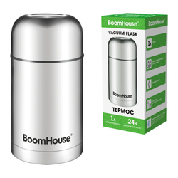 Термос 1 л для еды/напитков с широким горлом, BOOMHOUSE (БУМХАУС) WIDE, нержавеющая сталь SUS304, се