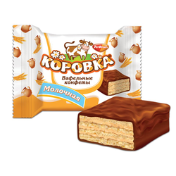 Конфеты шоколадные РОТ ФРОНТ ''Коровка'', вафельные с молочной начинкой, 250 г, пакет, РФ09755