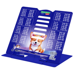 Подставка для книг и учебников BRAUBERG KIDS mini ''Корги'' с таблицей умножения, регулируемый угол на