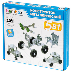 Конструктор металлический ''Для уроков труда 1'', 5 в 1, с подвижными деталями, 206 элементов, BAMBOX