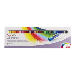 Пастель масляная художественная PENTEL ''Oil Pastels'', 25 цветов, круглое сечение, картонная упаковка