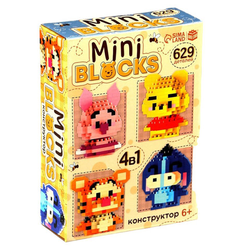 Конструктор пластиковый Mini Blocks ''Медвежонок'', 4 в 1, 629 деталей, UNICON, 10906396