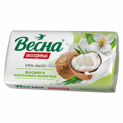 Мыло-крем 90 г ВЕСНА АССОРТИ ''Жасмин и кокосовое молочко'', нежная пена, 6205