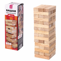 Игра настольная ''БАШНЯ'', 48 деревянных блоков, ЗОЛОТАЯ СКАЗКА, 662294