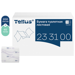 Бумага туалетная листовая Tellus/TORK (Система ТР3) ПРЕМИУМ КОМПЛЕКТ 40 шт., 200 л., 11х23 см, 2-сло