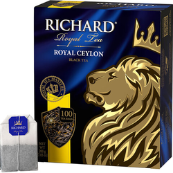 Чай RICHARD ''Royal Ceylon'' черный цейлонский, 100 пакетиков по 2 г, 610606