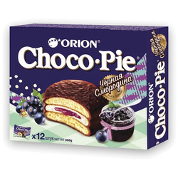 Печенье ORION ''Choco Pie Black Currant'' темный шоколад с черной смородиной, 360 г (12 штук х 30 г),