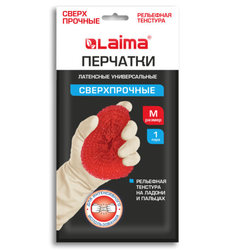 Перчатки МНОГОРАЗОВЫЕ латексные LAIMA ''ULTRA'' СВЕРХПРОЧНЫЕ, бежевые, размер M (средний), вес 90 г, 7
