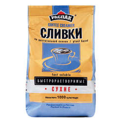 Сливки сухие быстрорастворимые 1000 г (~ 400 порций), РАСПАК, 11224
