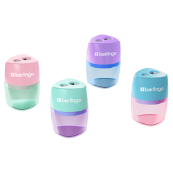 Точилка пластиковая Berlingo ''Haze XL'', с контейнером, 2 отверстия, ассорти BBp_15040