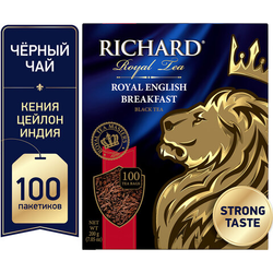 Чай RICHARD ''Royal English Breakfast'' черный, 100 пакетиков по 2 г, 100270