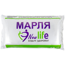 Марля медицинская отбеленная NEW LIFE отрез 0,9х10 м, плотность 36 (2) г/м2, 94263