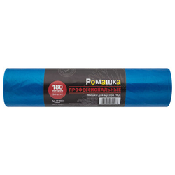Мешки для мусора 180 л, синие, в рулоне 20 шт., ПВД 30 мкм, 90x110 см, РОМАШКА ''ПРОФИ'', ВР-0083