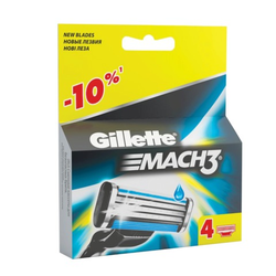Сменные кассеты для бритья 4 шт., GILLETTE (Жиллет) ''Mach3'', для мужчин