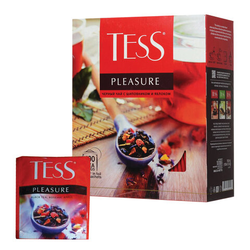 Чай TESS ''Pleasure'' черный с шиповником, яблоком, лимонным сорго, 100 пакетиков в конвертах по 1,5 г