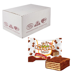 Конфеты вафельные РОТ ФРОНТ ''Коровка'' глазированные с шоколадной начинкой, гофрокороб 2 кг, РФ17636