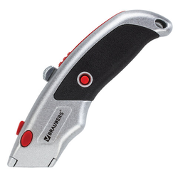 Нож универсальный мощный BRAUBERG ''Professional'', 6 лезвий в комплекте, фиксатор, металл, 235404