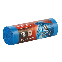 Мешки для мусора 160 л, синие, в рулоне 10 шт., ПВД, 21 мкм, 120х87 см, PACLAN ''Big&Strong'', 402001