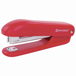 Степлер 10 BRAUBERG ''SX-19'', до 12 листов, с антистеплером, красный, 228589