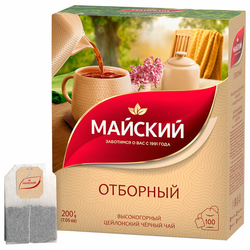 Чай МАЙСКИЙ ''Отборный'' черный, 100 пакетиков по 2 г, 102224