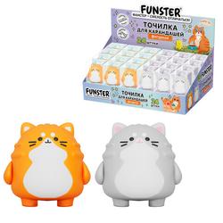 Точилка фигурная FUNSTER (ФАНСТЕР) ''Пухлый кот'', 1 отверстие, ассорти, в дисплее, 274056