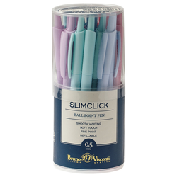 Ручка шариковая автоматическая BRUNO VISCONTI ''SlimClick'', ''Zefir'', СИНЯЯ, ассорти, узел 0,5 мм, лин