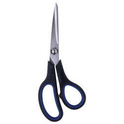 Ножницы BRAUBERG ''Soft Grip'', 190 мм, черно-синие, резиновые вставки, 3-сторонняя заточка, 230762
