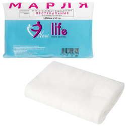 Марля медицинская отбеленная NEW LIFE отрез 0,9х10 м, плотность 30 (2) г/м2, 94266