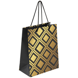 Пакет подарочный (1 штука) 18x10x23 см, ЗОЛОТАЯ СКАЗКА ''Gold Luxury'', тиснение фольгой, чёрный, 6082