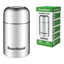 Термос 0,8 л для еды/напитков с широким горлом, BOOMHOUSE (БУМХАУС) WIDE, нержавеющая сталь SUS304,