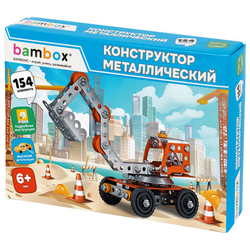 Конструктор металлический ''Экскаватор'', цветной, с подвижными деталями, 154 элемента, BAMBOX (БАМБОК