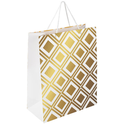 Пакет подарочный (1 штука) 26x13x32 см, ЗОЛОТАЯ СКАЗКА ''Gold Luxury'', тиснение фольгой, белый, 60824