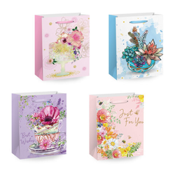 Пакет подарочный (1 штука) 33х13х45 см (XL), ''Flower Mix'', ассорти, глиттер, фольга, ЗОЛОТАЯ СКАЗКА,