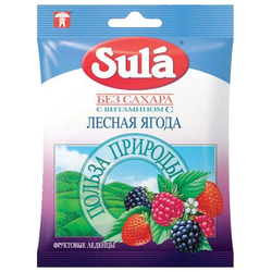 Карамель леденцовая SULA (Зула) ''Лесные ягоды'', без сахара с витамином С, 60 г, 86639