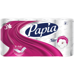 Бумага туалетная Papia, 3-слойная, 8шт., тиснение, белая 5080721