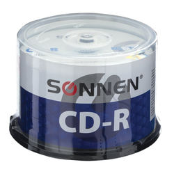 Диск CD-R SONNEN 700 Mb 52x Cake Box (упаковка на шпиле), КОМПЛЕКТ 50 шт., 512570