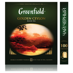 Чай GREENFIELD ''Golden Ceylon'' черный цейлонский, 100 пакетиков в конвертах по 2 г, 0581