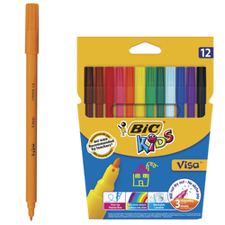 Фломастеры BIC ''Kids Visa'', 12 ЦВЕТОВ, суперсмываемые, вентилируемый колпачок, европодвес, 889695, 8